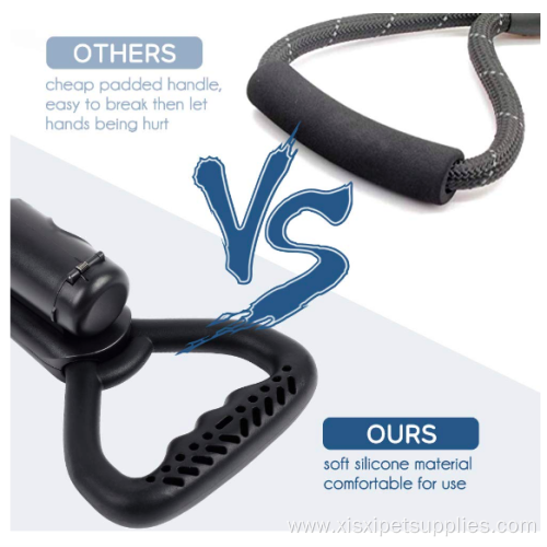 Large silicon handle dog leash with trash bag
